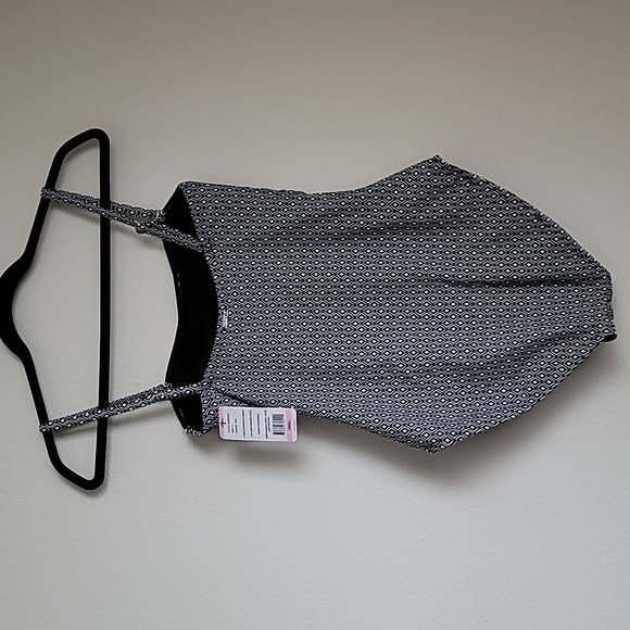 New DKNY One Piece Black and White Geometric Swim Suit Small - Picture 5 of 12